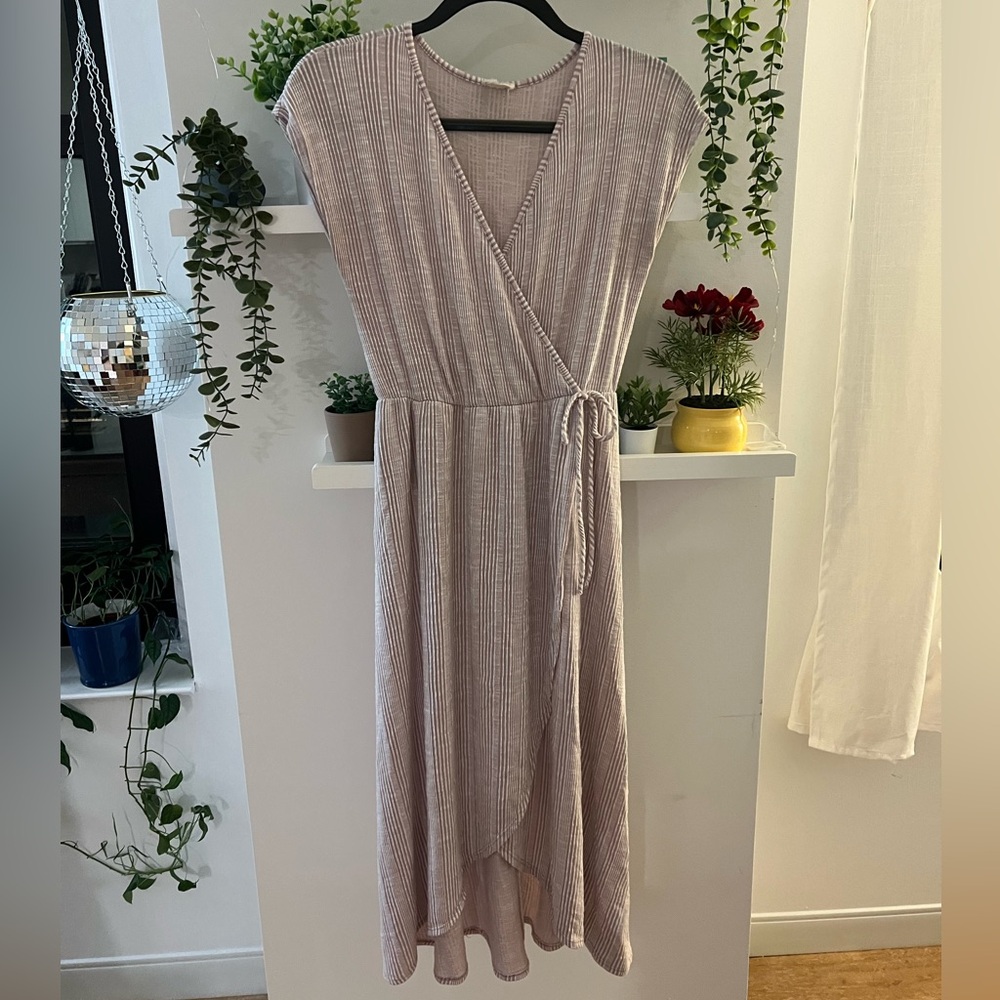 Caution To The Wind High Low Striped Dress in Cream
